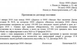 Претензия по договору поставки нарушение срока оплаты